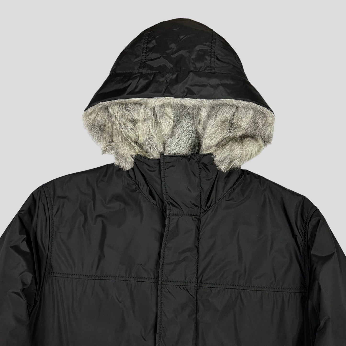 Prada Sport AW00 Goat Fur Nylon Technical Parka - L - Known Source