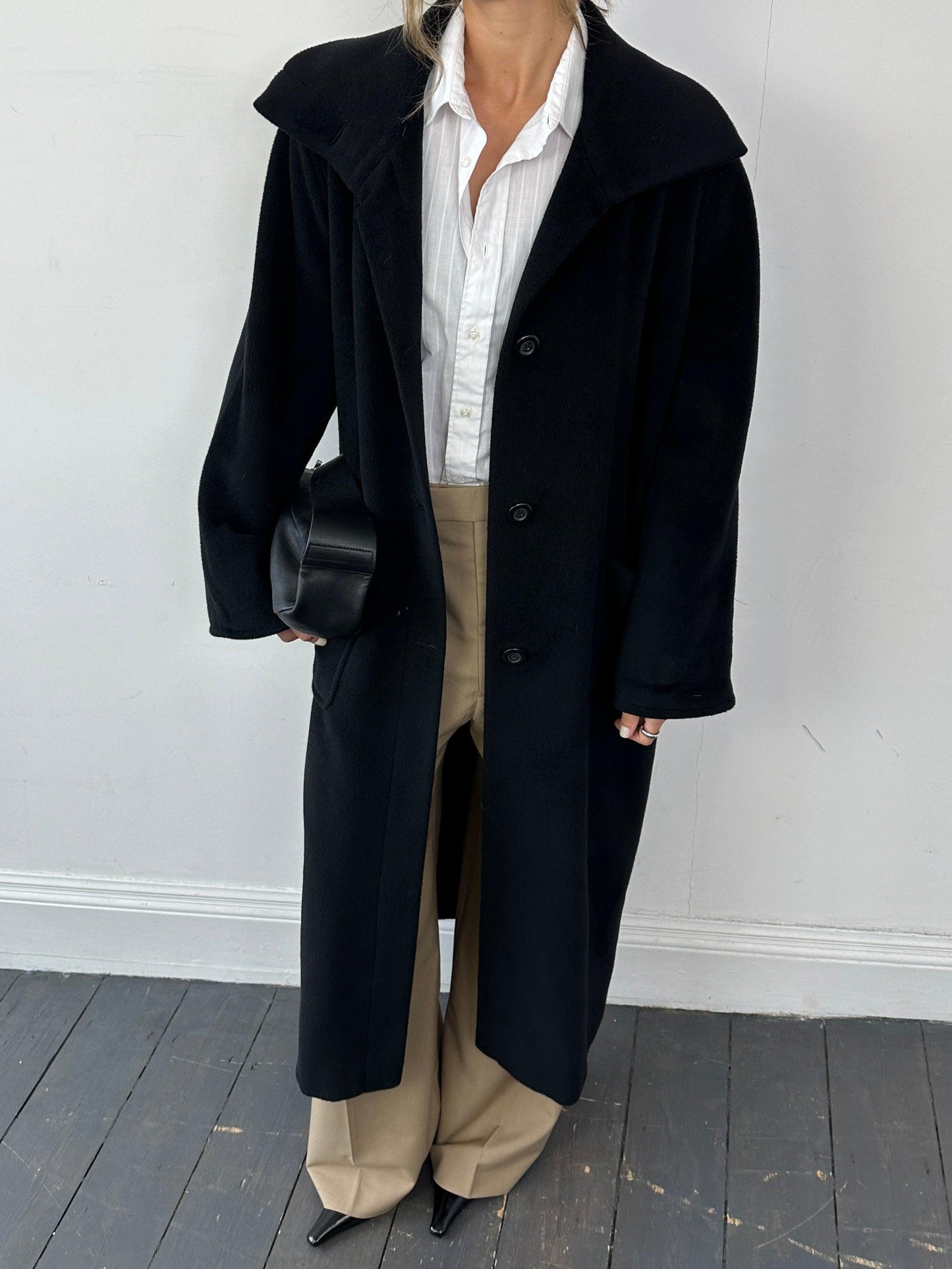 Marina Rinaldi Virgin Wool Single Breasted Floor Length Coat - XL - Known Source
