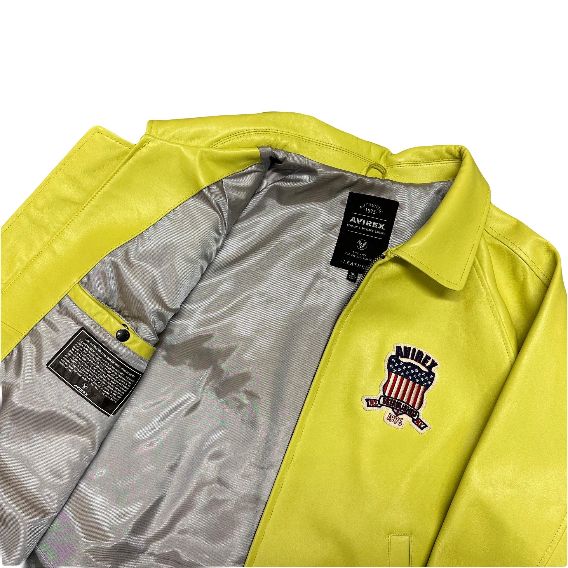 ARCHIVE Avirex 2022 Icon Leather Jacket Lime Green ( XL ) - Known Source