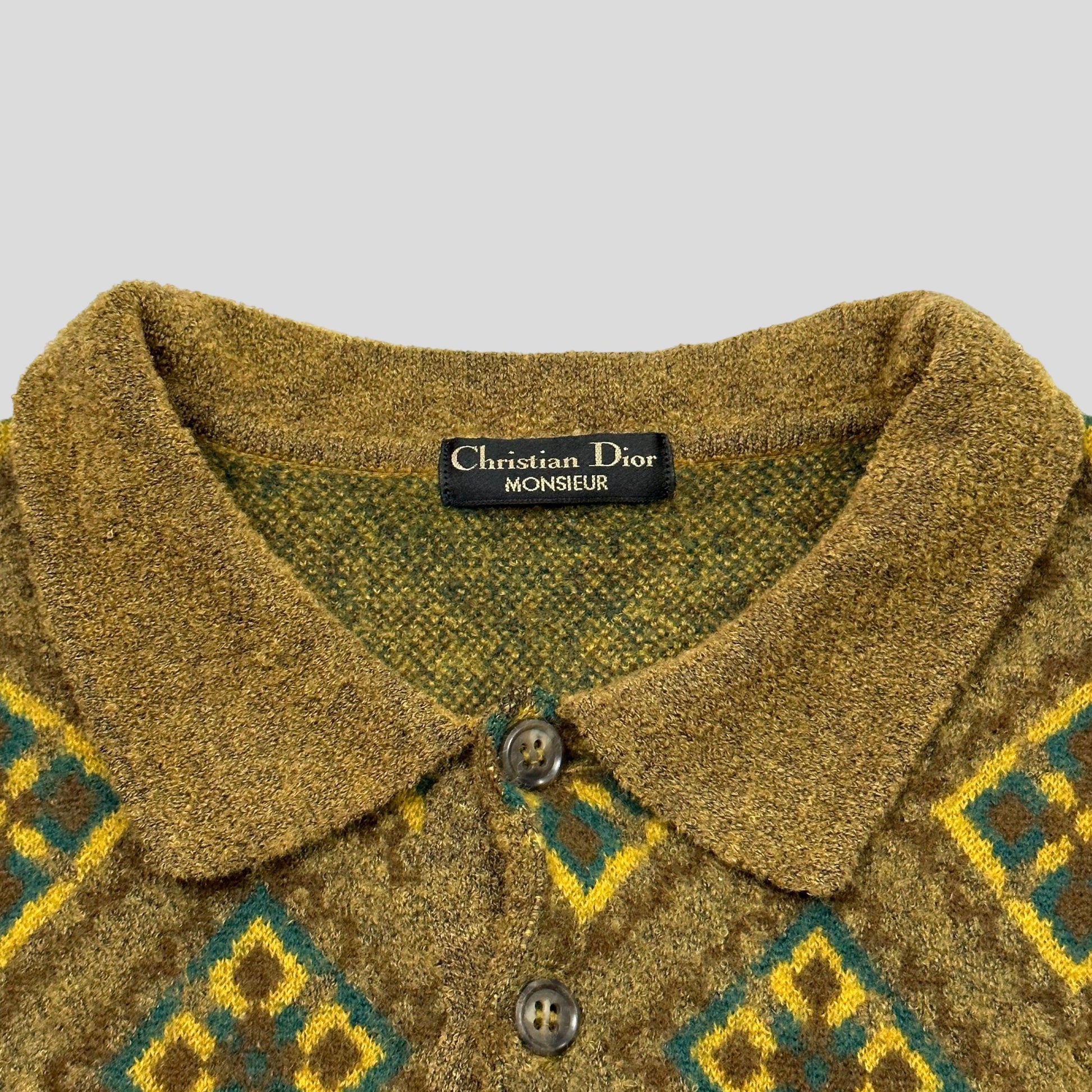 Christian Dior Monsieur 70’s Diamond Collared Knit - S/M - Known Source