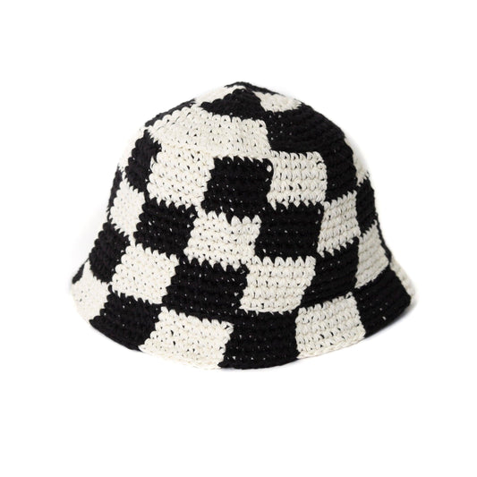 Checkerboard Crochet Black Bucket Hat - Known Source