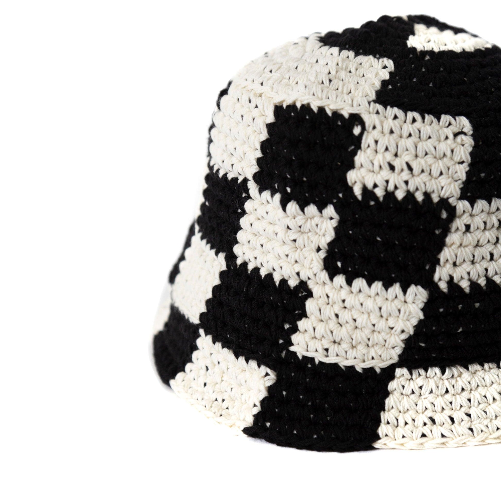 Checkerboard Crochet Black Bucket Hat - Known Source