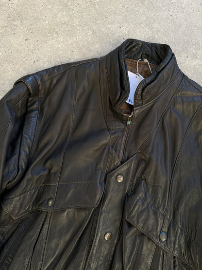 Vintage Leather Bomber Gilet Jacket - M - Known Source