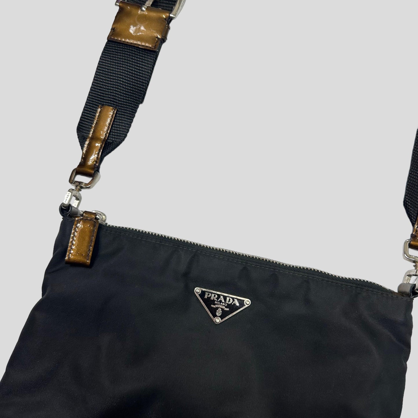 Prada Milano 00’s Nylon & Patent Leather Crossbody Bag - Known Source