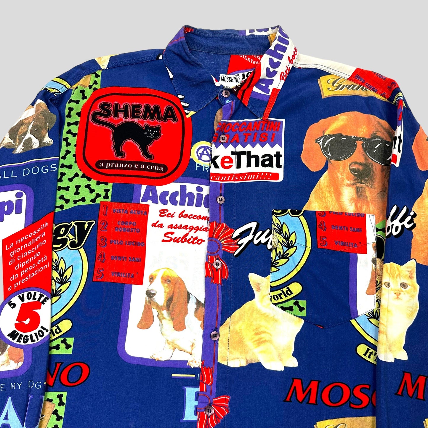 Moschino Jeans 1997 Cats and Dogs Shirt - L - Known Source