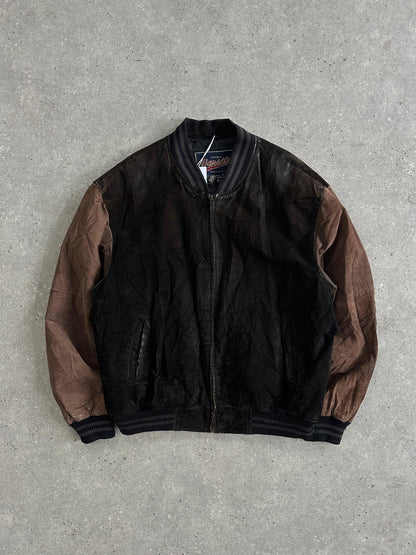 Vintage Varsity Nubuck Leather Jacket - XL - Known Source