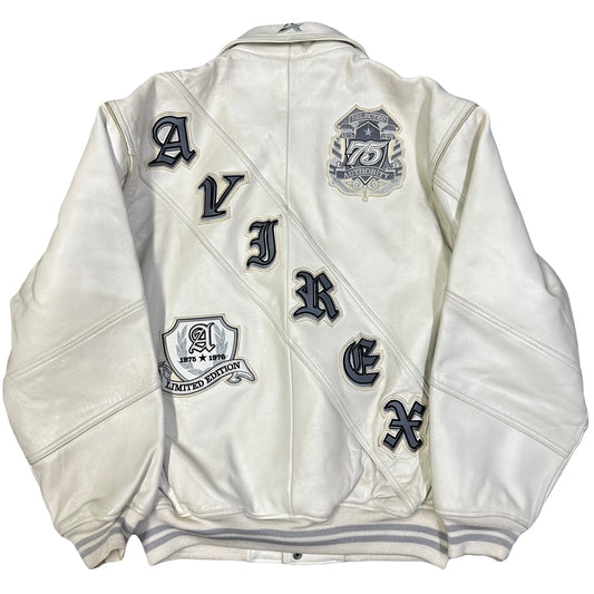 Avirex Spellout Leather Jacket In White ( L )