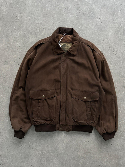 Vintage Nubuck Leather Bomber Jacket - L - Known Source