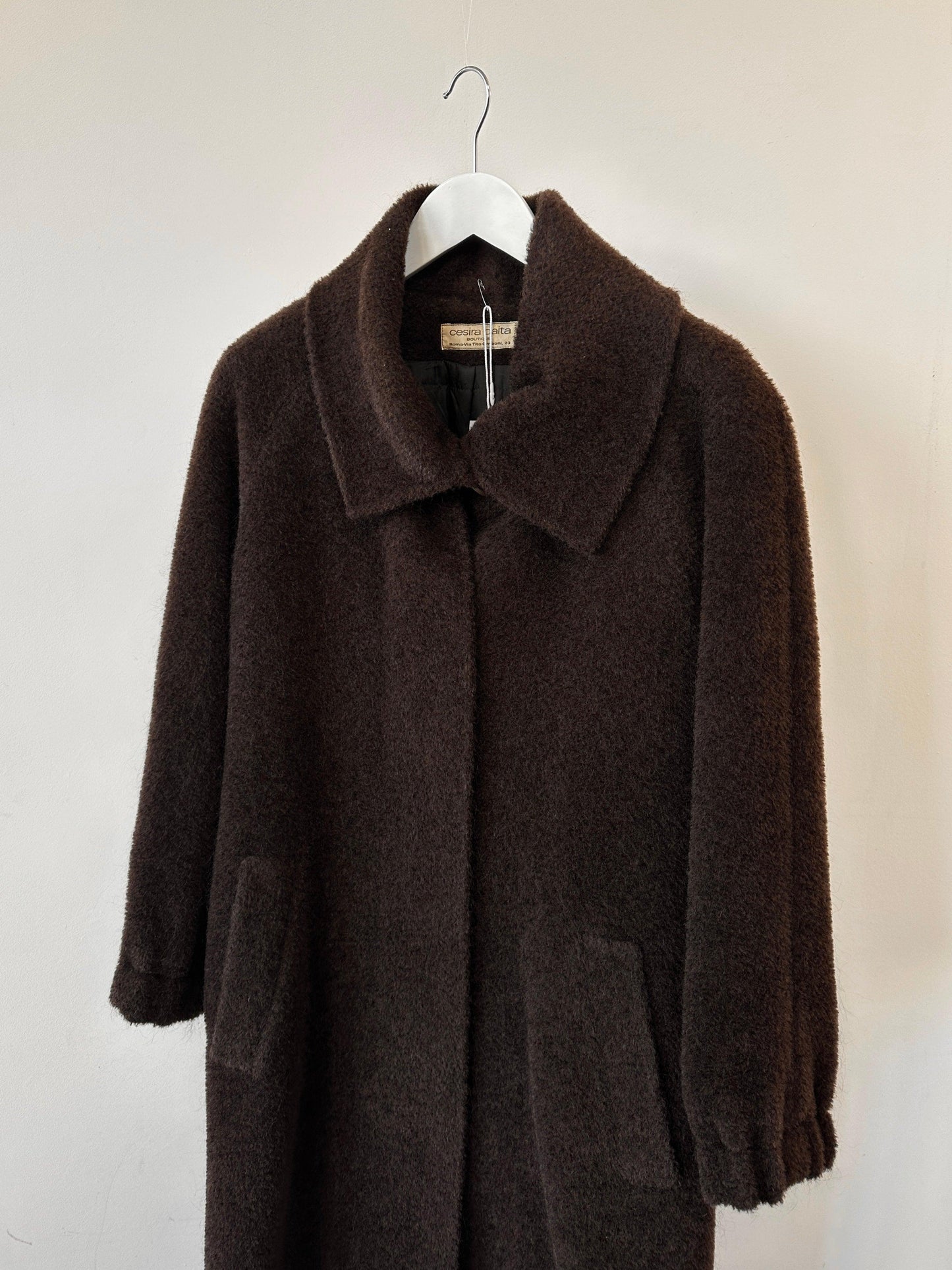 Italian Vintage Wool Mohair Teddy Concealed Placket Coat - M - Known Source