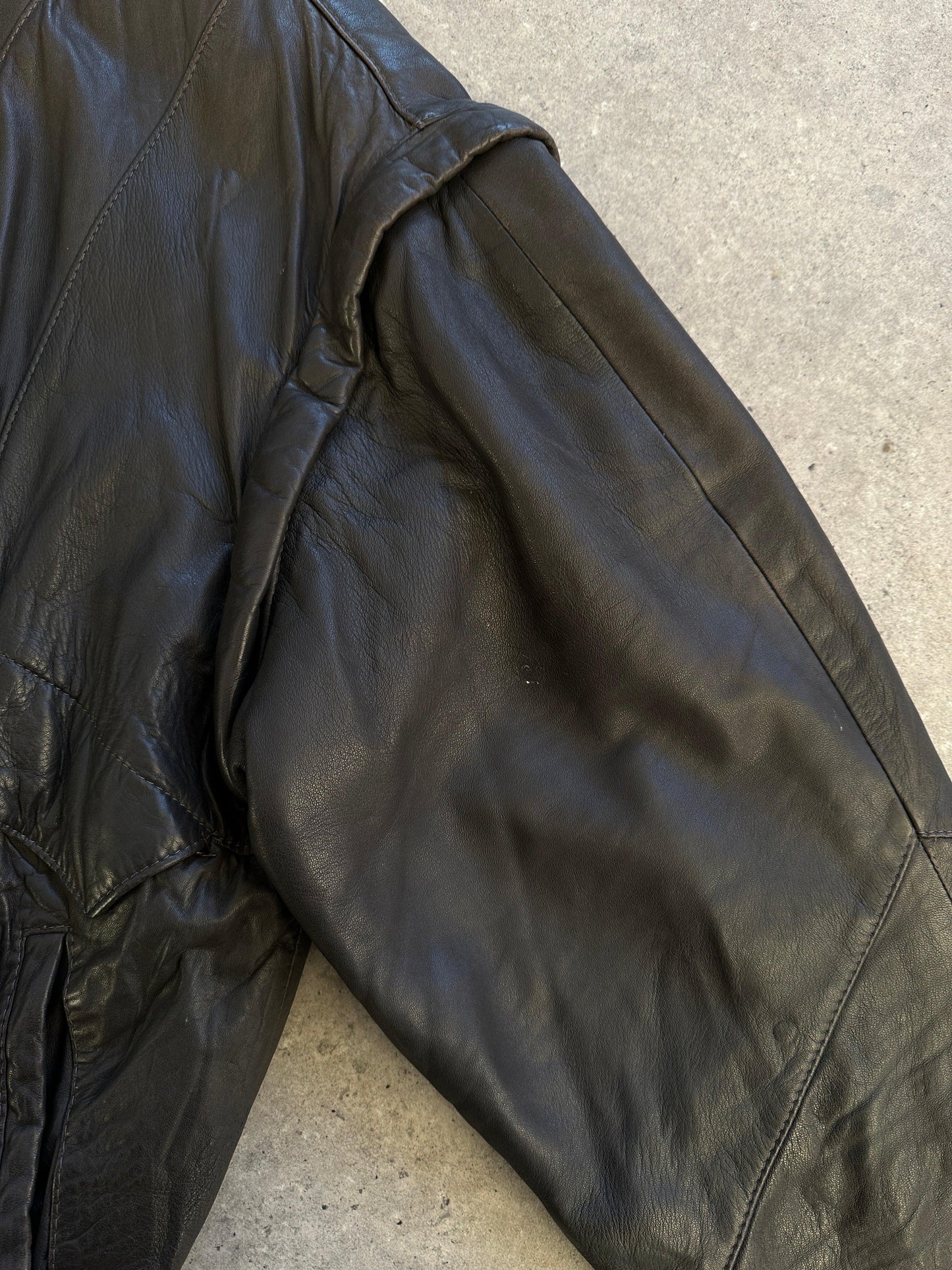 Vintage Leather Bomber Gilet Jacket - M - Known Source