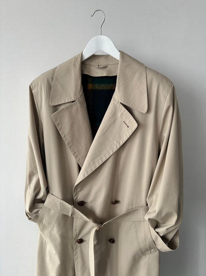Italian Vintage Cotton Double Breasted Belted Trench Coat - XL
