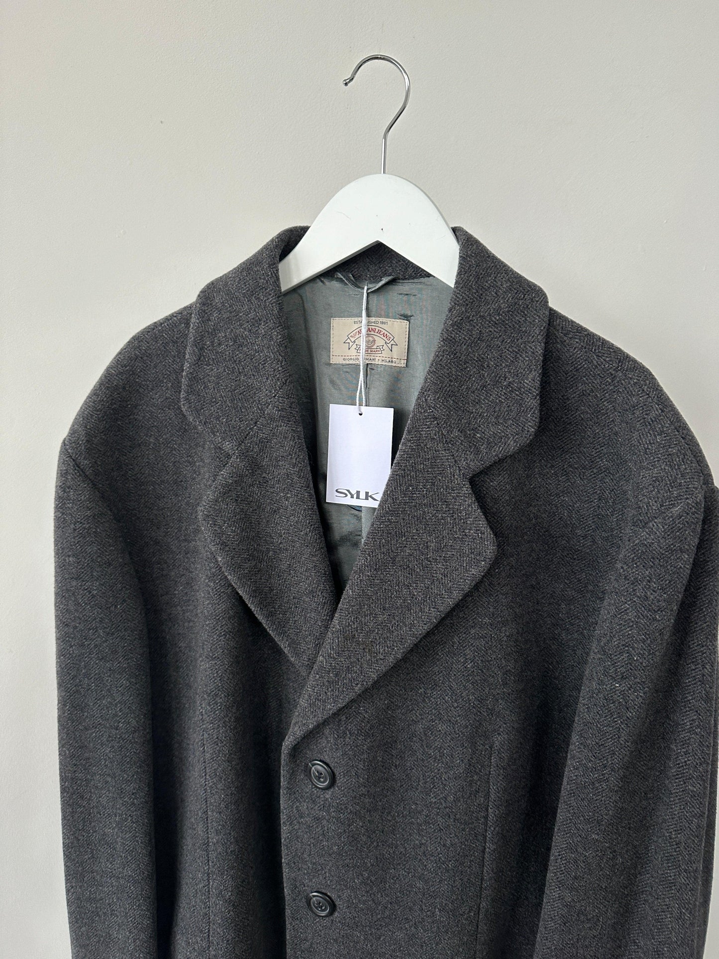 Armani Jeans Wool Single Breasted Coat - XL - Known Source