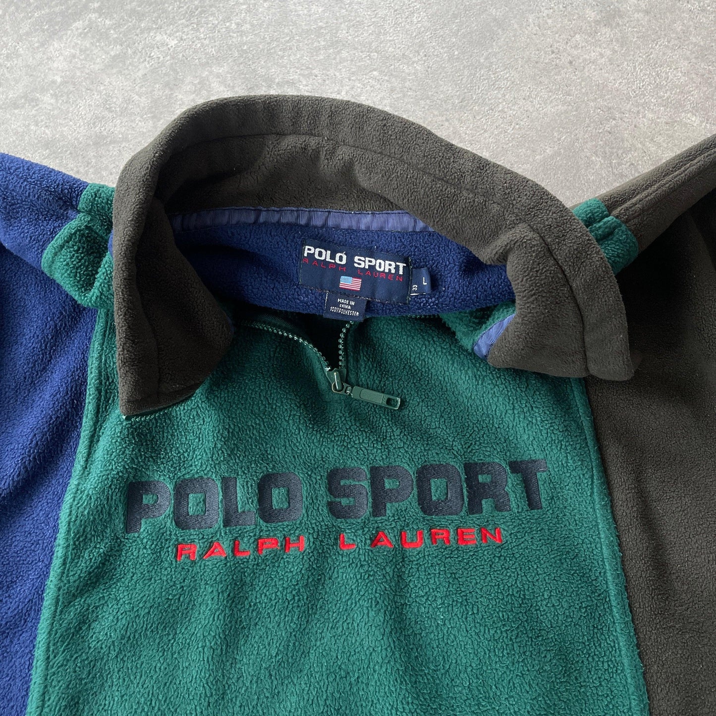 Polo Sport Ralph Lauren 1990s heavyweight 1/4 zip colour block fleece (L) - Known Source