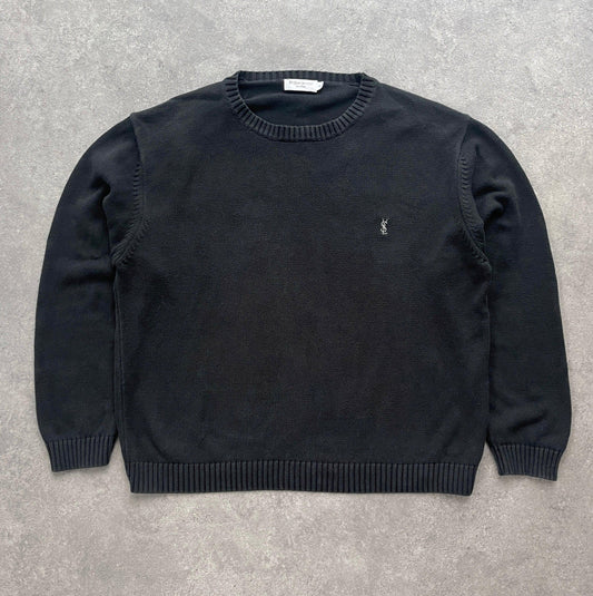 YSL 2000s heavyweight black knitted jumper (XL) - Known Source