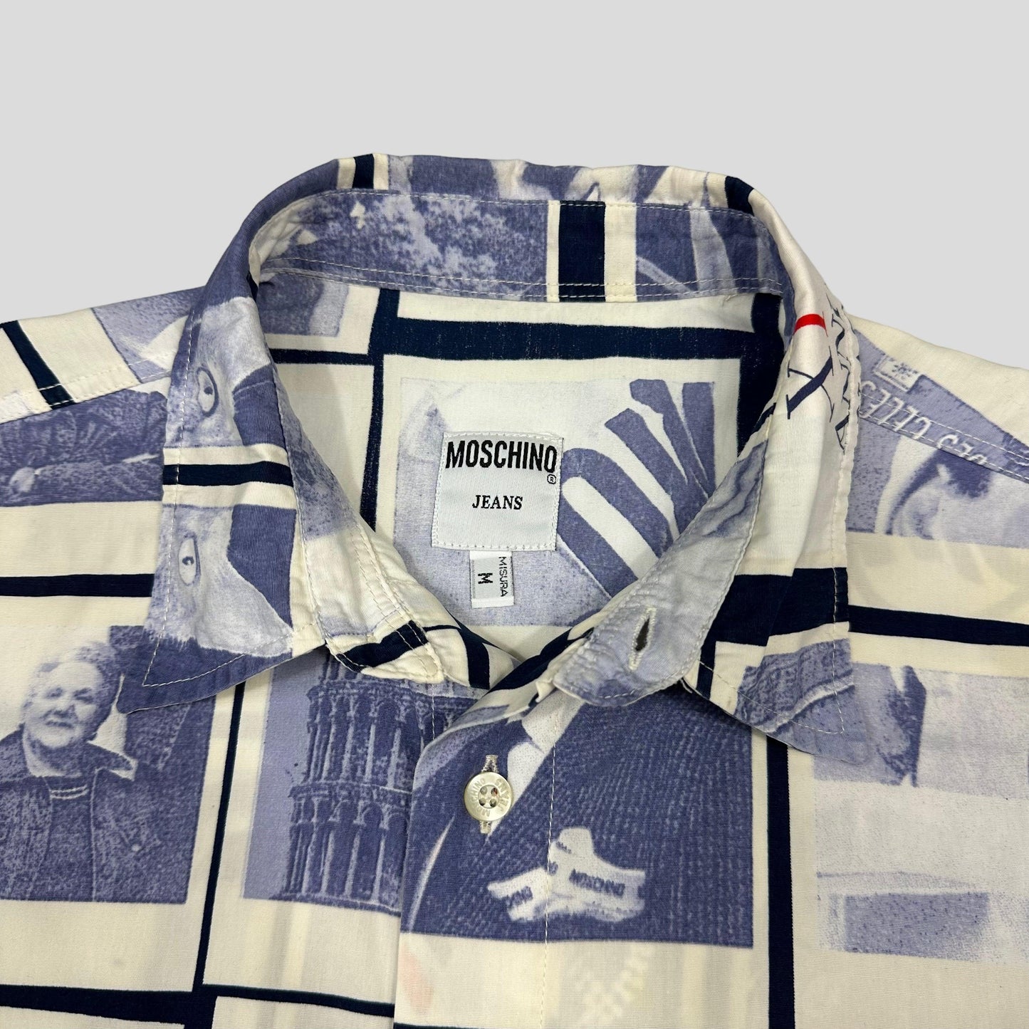 Moschino Jeans 1995 Blue Polaroid Shirt - M/L - Known Source