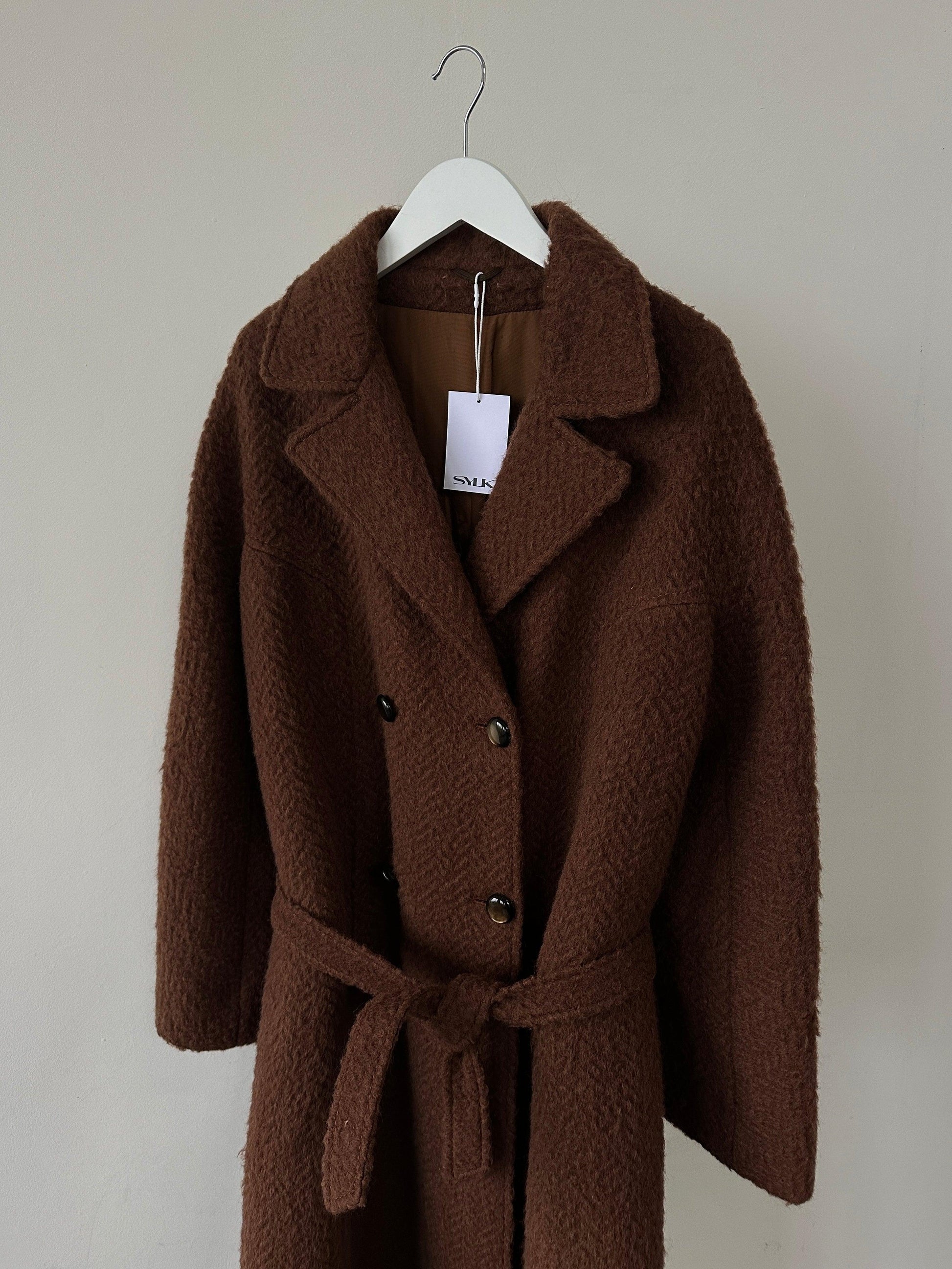 Italian Vintage Mohair Wool Double Breasted Belted Coat - S/M - Known Source