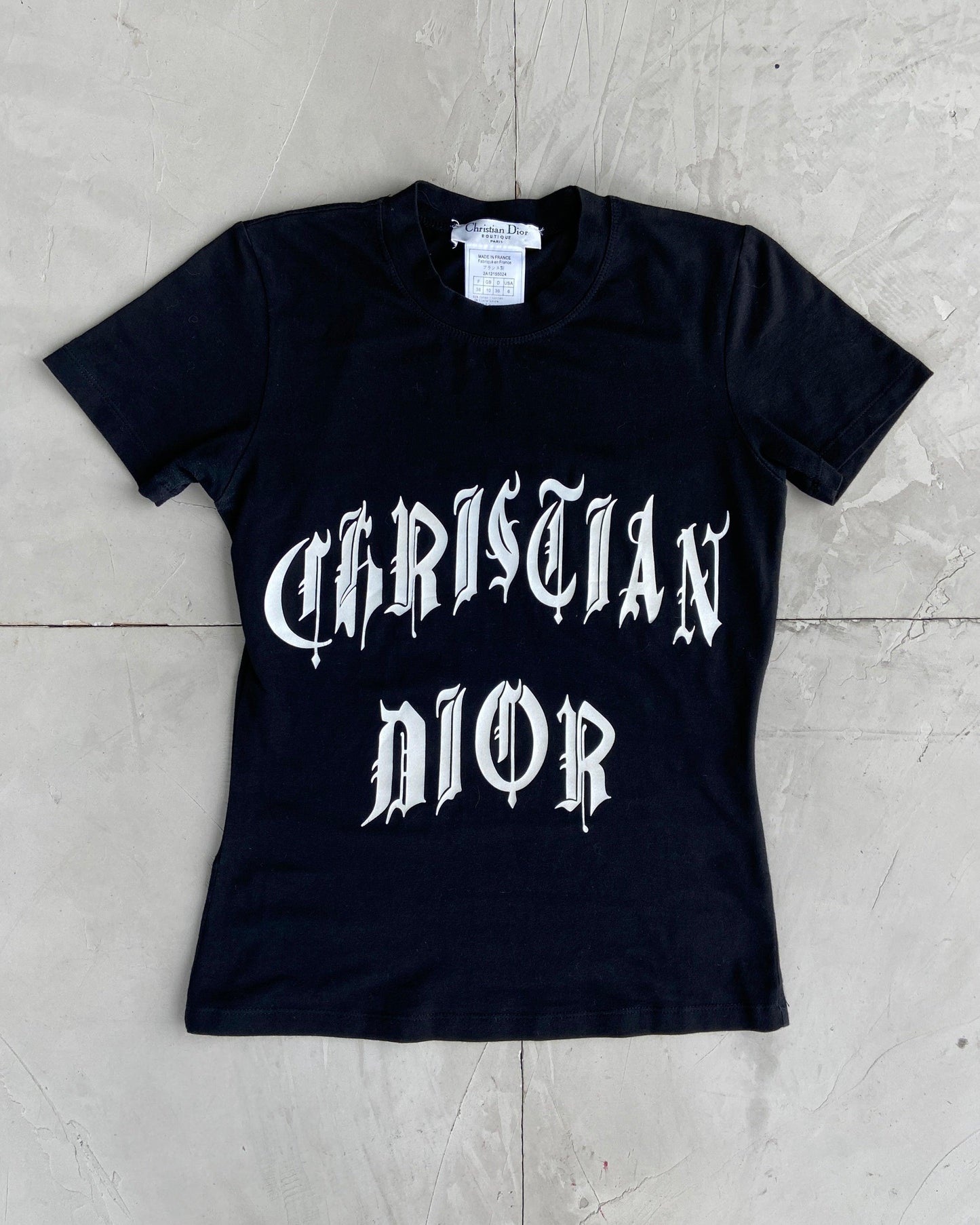 CHRISTIAN DIOR SS2002 GOTHIC TEXT TOP - M - Known Source