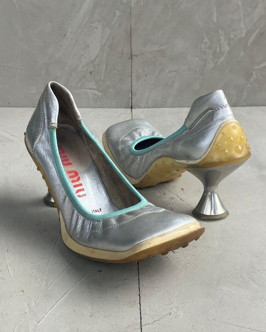 MIU MIU FW99 BUBBLE SOLE METALLIC SILVER HEELS - EU 37 / UK 4 - Known Source