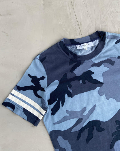 CHRISTIAN DIOR 2000'S BLUE CAMO TOP - S/M - Known Source