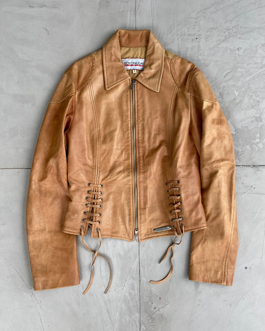COCONUDA LEATHER LACE UP JACKET - S - Known Source