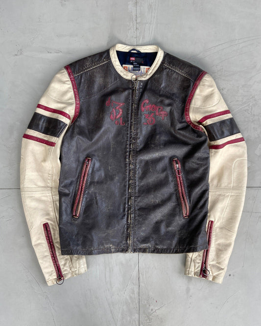 DIESEL LEATHER RACER JACKET - M - Known Source