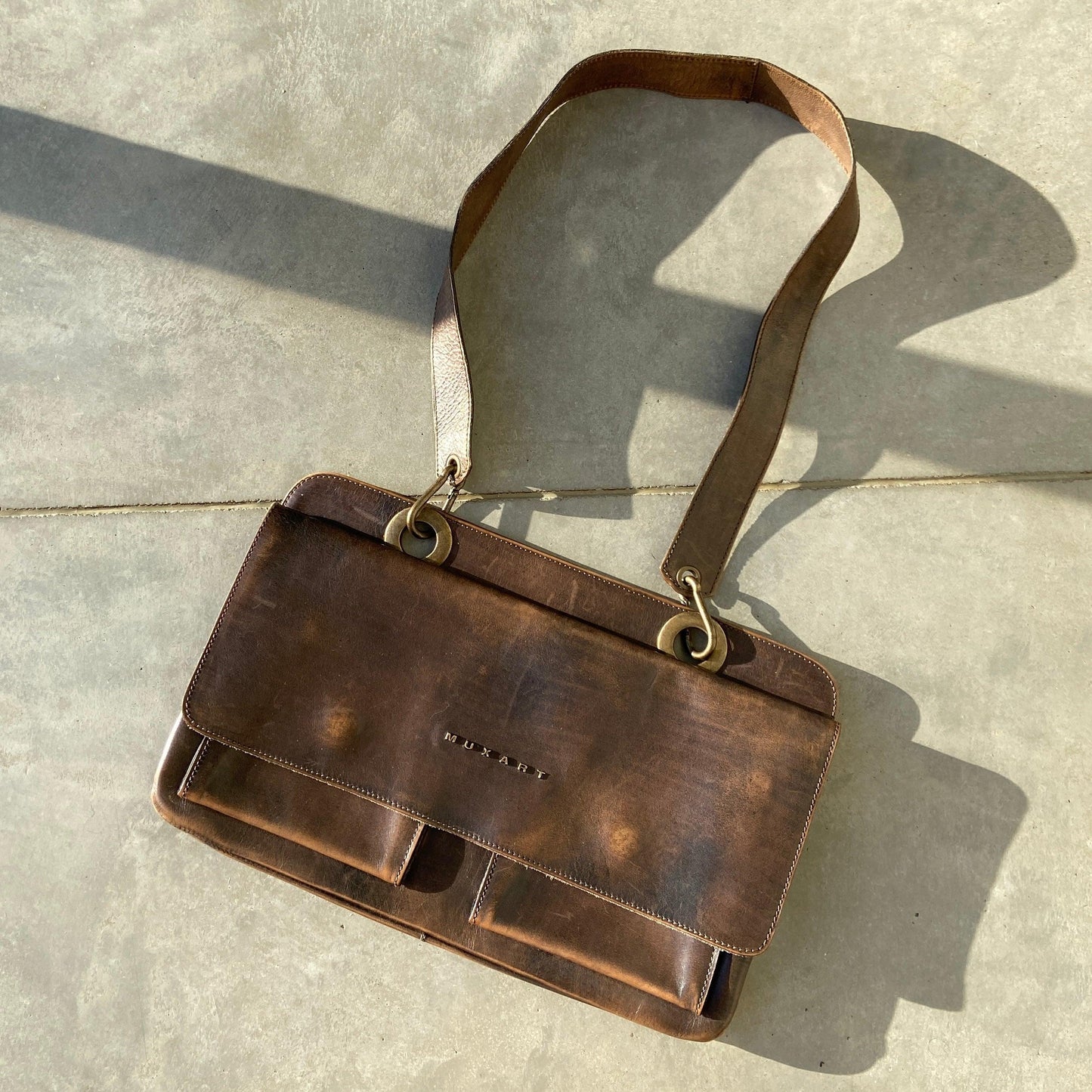 MUXART BROWN LEATHER SIDE BAG - Known Source