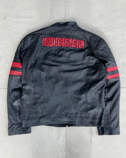 DIESEL 2000'S RACER LEATHER JACKET - L - Known Source
