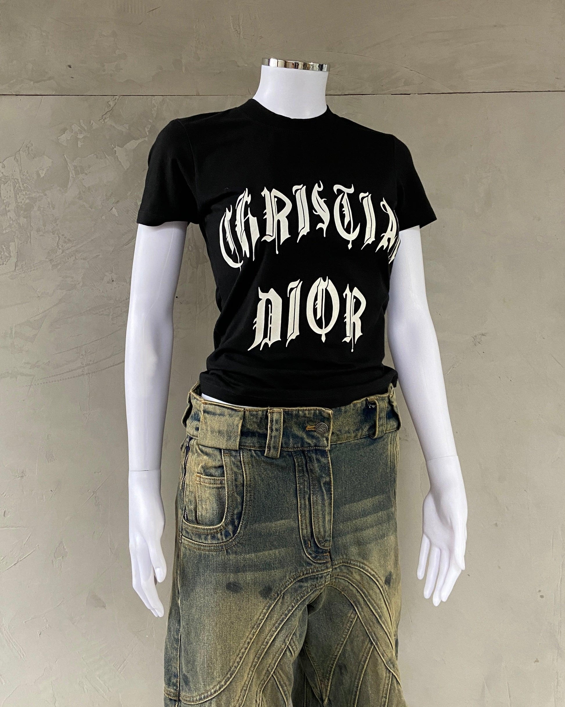 CHRISTIAN DIOR SS2002 GOTHIC TEXT TOP - M - Known Source