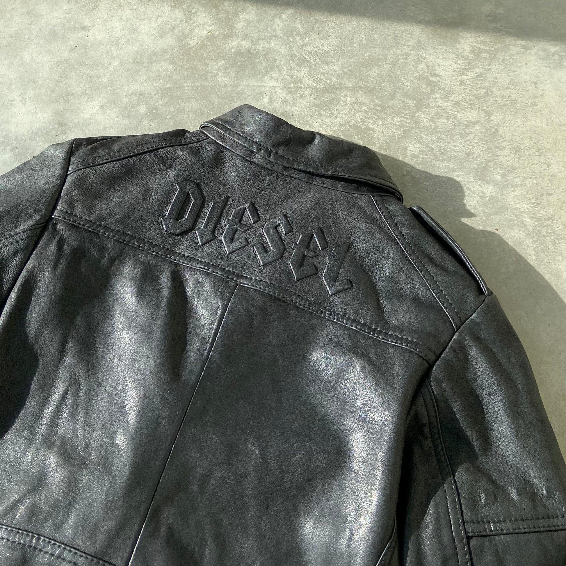 DIESEL LEATHER BIKER JACKET - M - Known Source