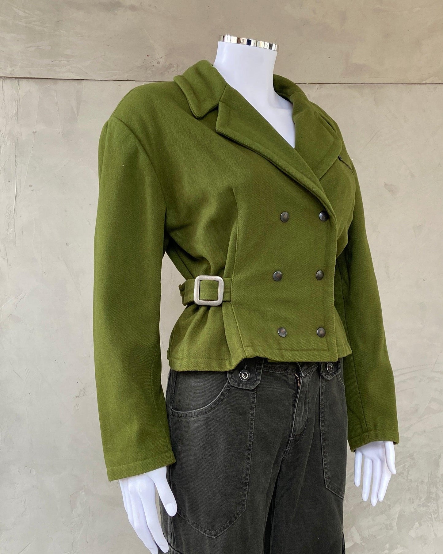 GAULTIER 'JUNIOR' JPG CROPPED GREEN JACKET - M - Known Source