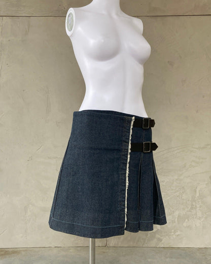 BURBERRY PLEATED BELT WRAP SKIRT - S/M - Known Source