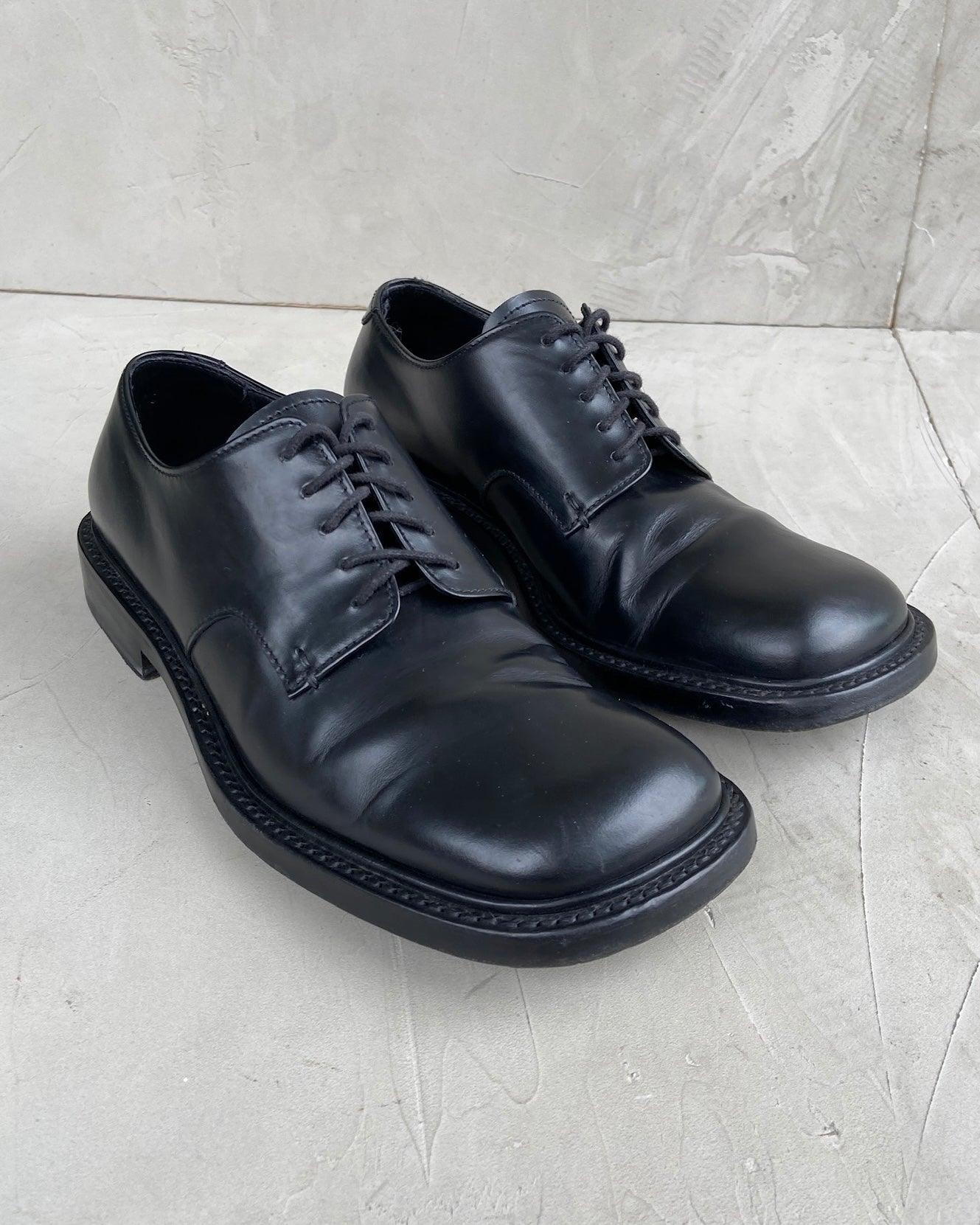 PRADA FW1999 SQUARE TOE LEATHER DERBY SHOES - EU 41 / UK 7.5 - Known Source