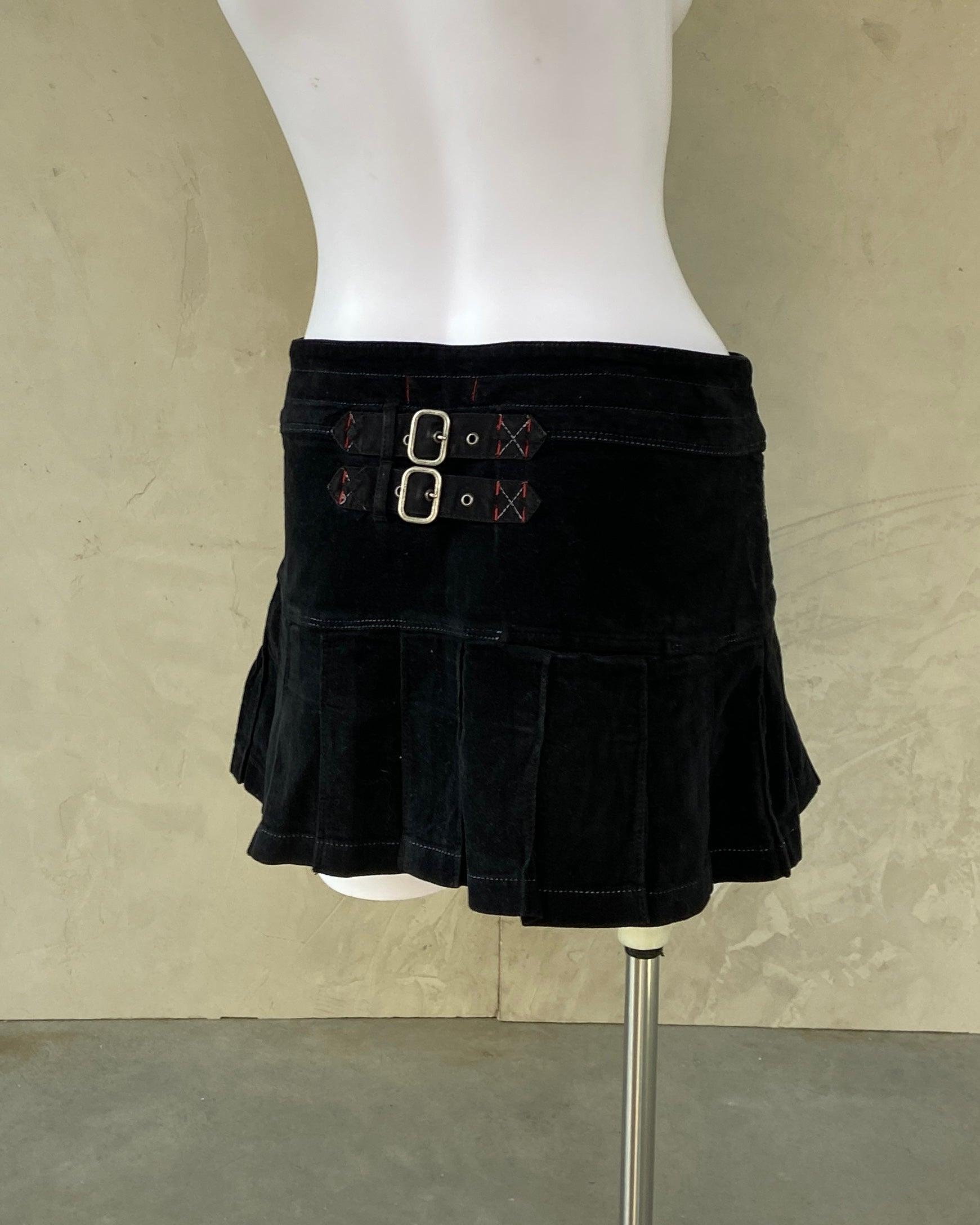 ARMANI JEANS VELVET PLEATED MINI SKIRT - S - Known Source