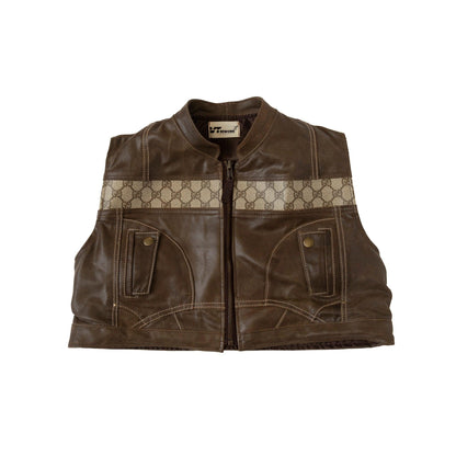 VT Rework: Ultra Cropped Monogram Leather Pocket Vest - Known Source