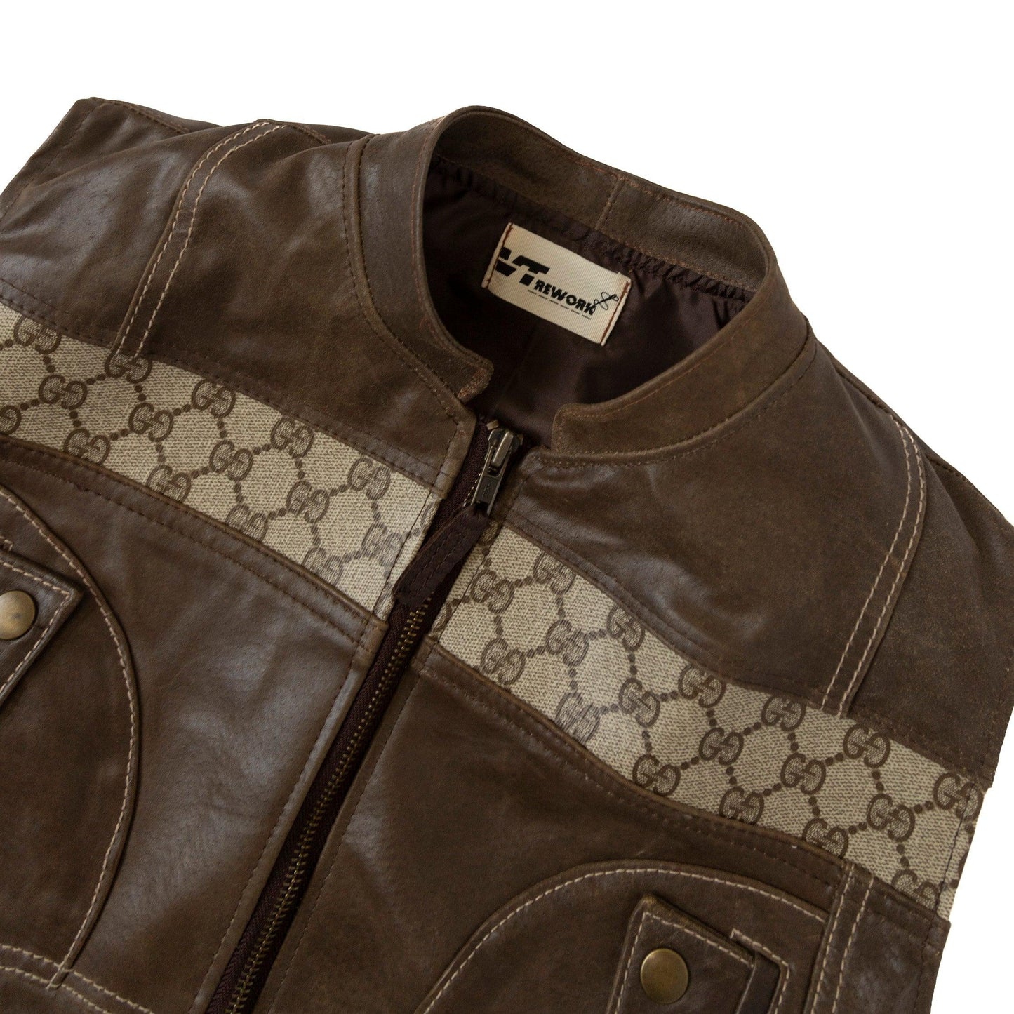 VT Rework: Ultra Cropped Monogram Leather Pocket Vest - Known Source