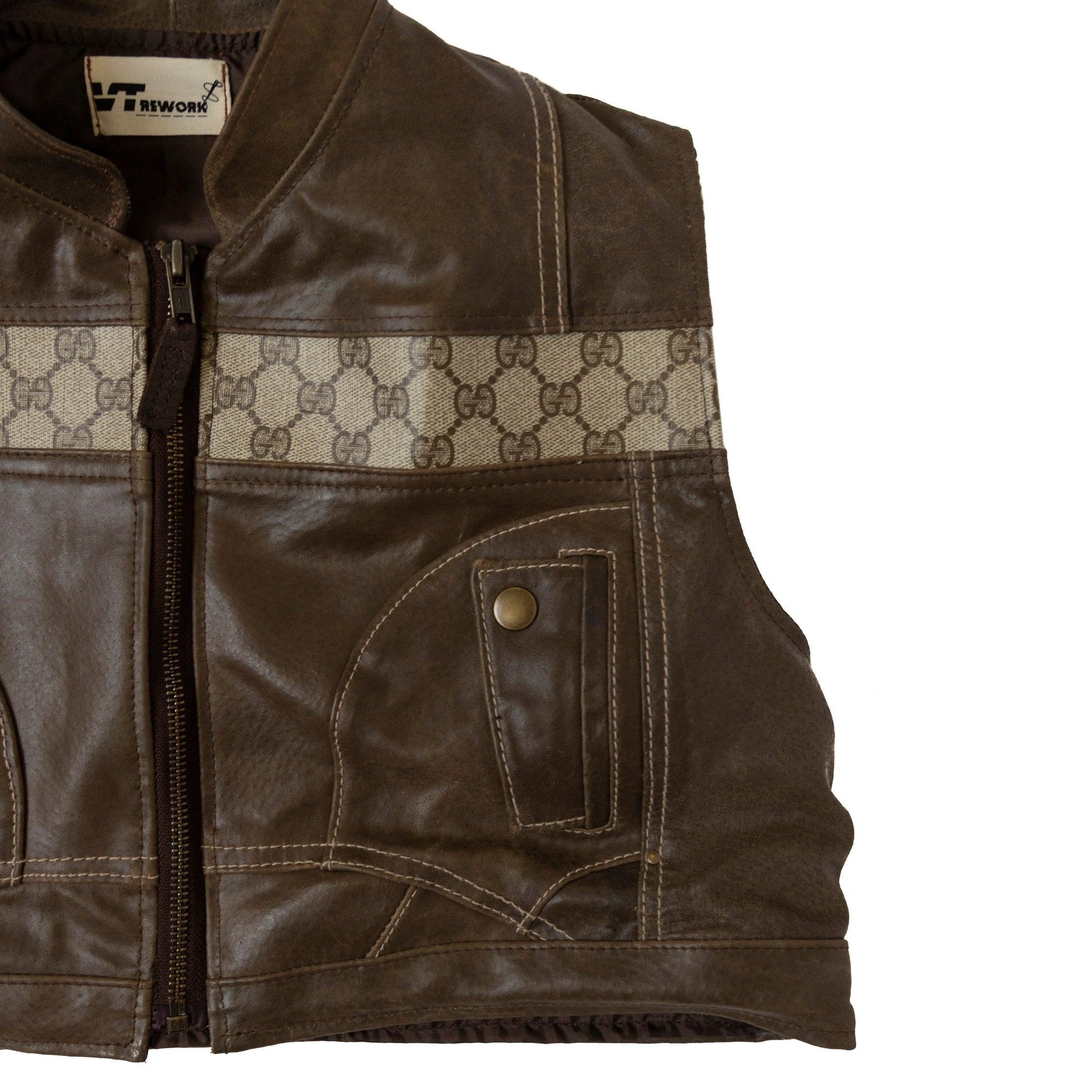 VT Rework: Ultra Cropped Monogram Leather Pocket Vest - Known Source