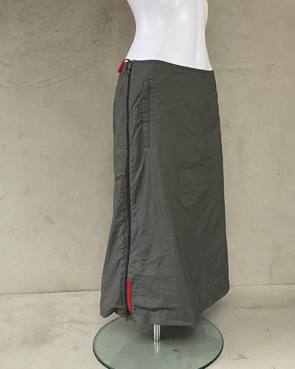 PRADA SPORT NYLON DRAWSTRING MIDI SKIRT - S/M - Known Source