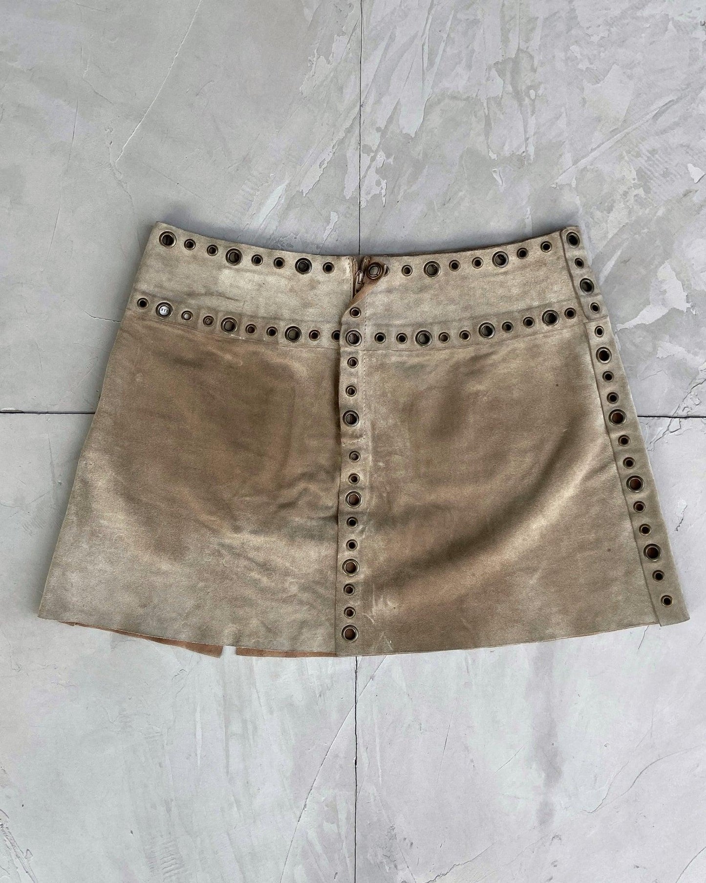 DOLCE & GABBANA D&G LEATHER EYELET MINI SKIRT - S/M - Known Source