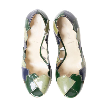 Miu Miu Patchwork Patent Leather Open Toe Sandals - Known Source