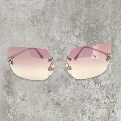 Vintage Chanel Sunglasses - Rimless Diamanté with Pink gradient lens - Known Source