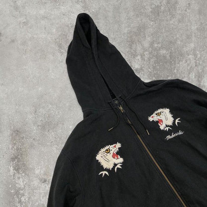 Maharishi Zip-up Hoodie With White Tiger Embroidery - Known Source