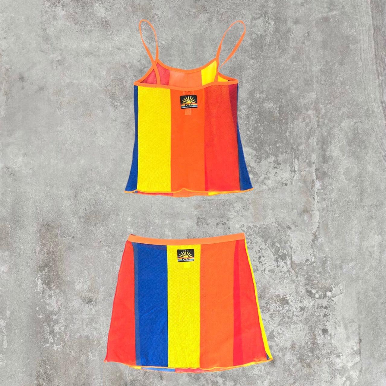 Dolce and Gabbana D&G Mesh Top and Skirt Set - D&G “Primary Colours” Beach Set - Known Source