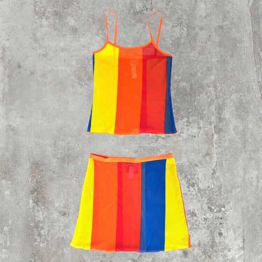 Dolce and Gabbana D&G Mesh Top and Skirt Set - D&G “Primary Colours” Beach Set - Known Source