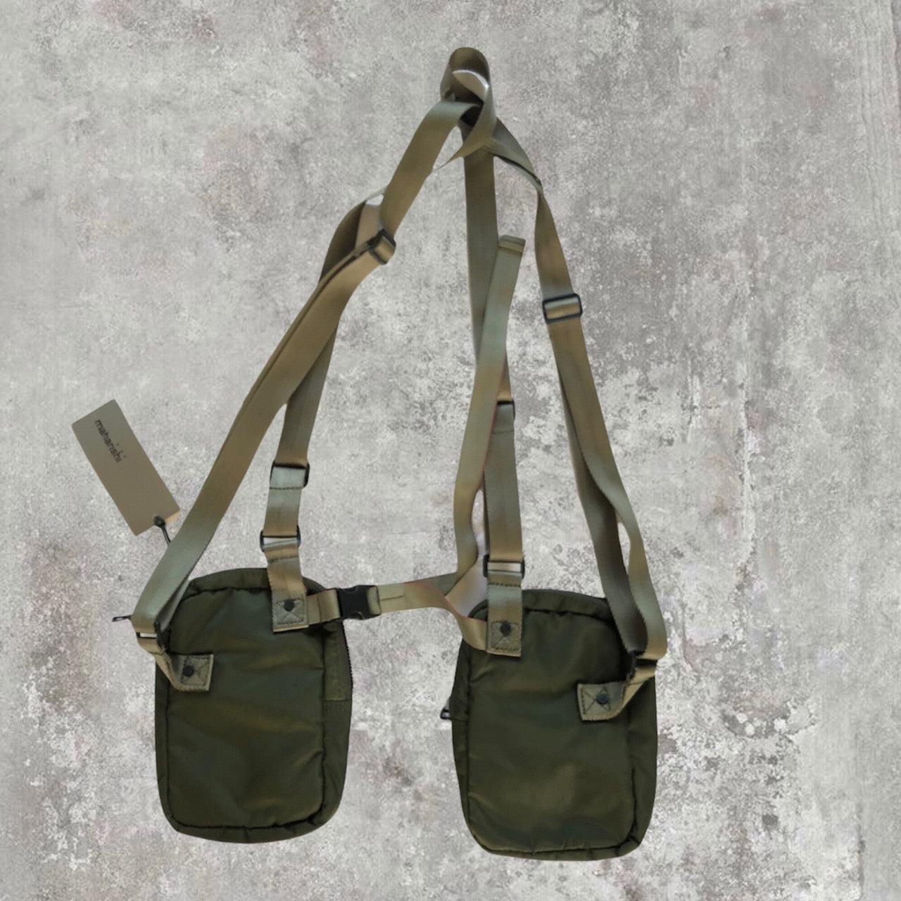 Maharishi Holster 2 Pouch Bum Bag / Chest Rig Khaki with Orange Lining - Known Source