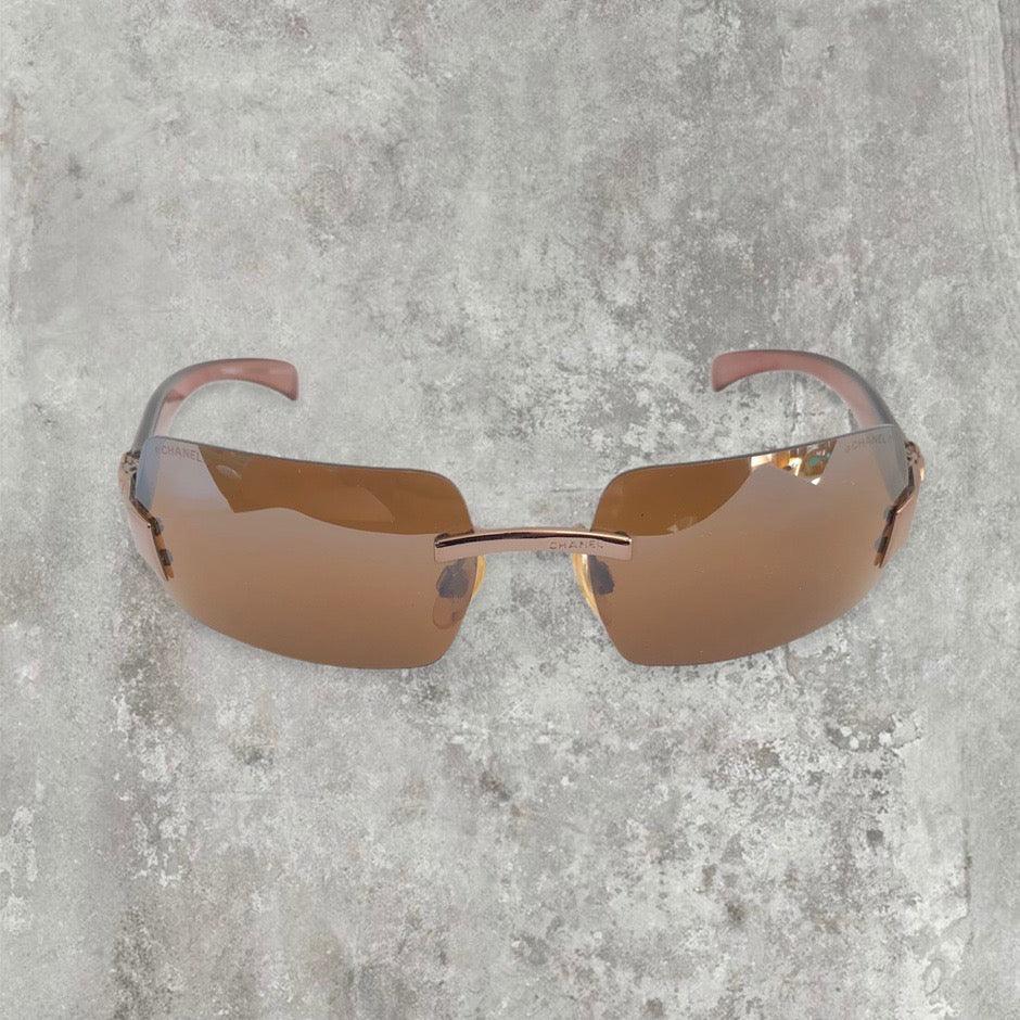Chanel Rimless Sunglasses with Brown Lens and CC logo - Known Source
