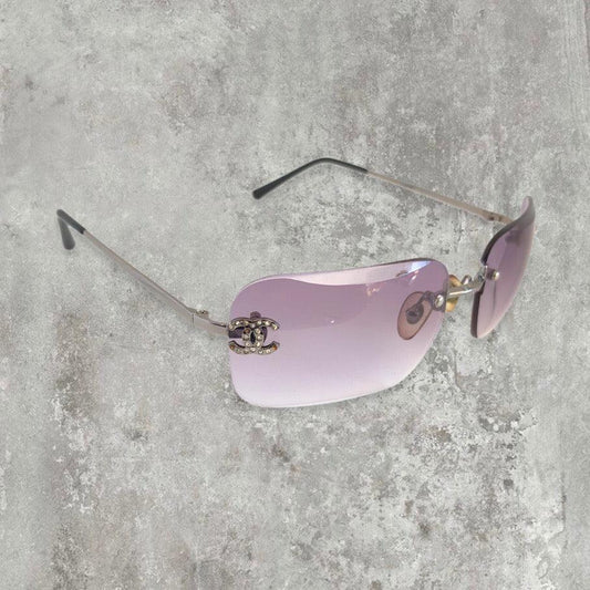 Chanel Rimless Diamanté Sunglasses with Purple gradient lens - Known Source