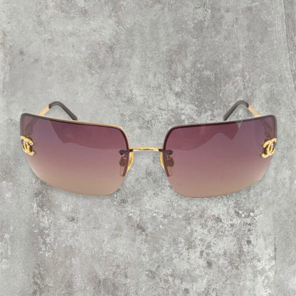 Chanel Rimless Diamanté Sunglasses with Gold Frame - Known Source