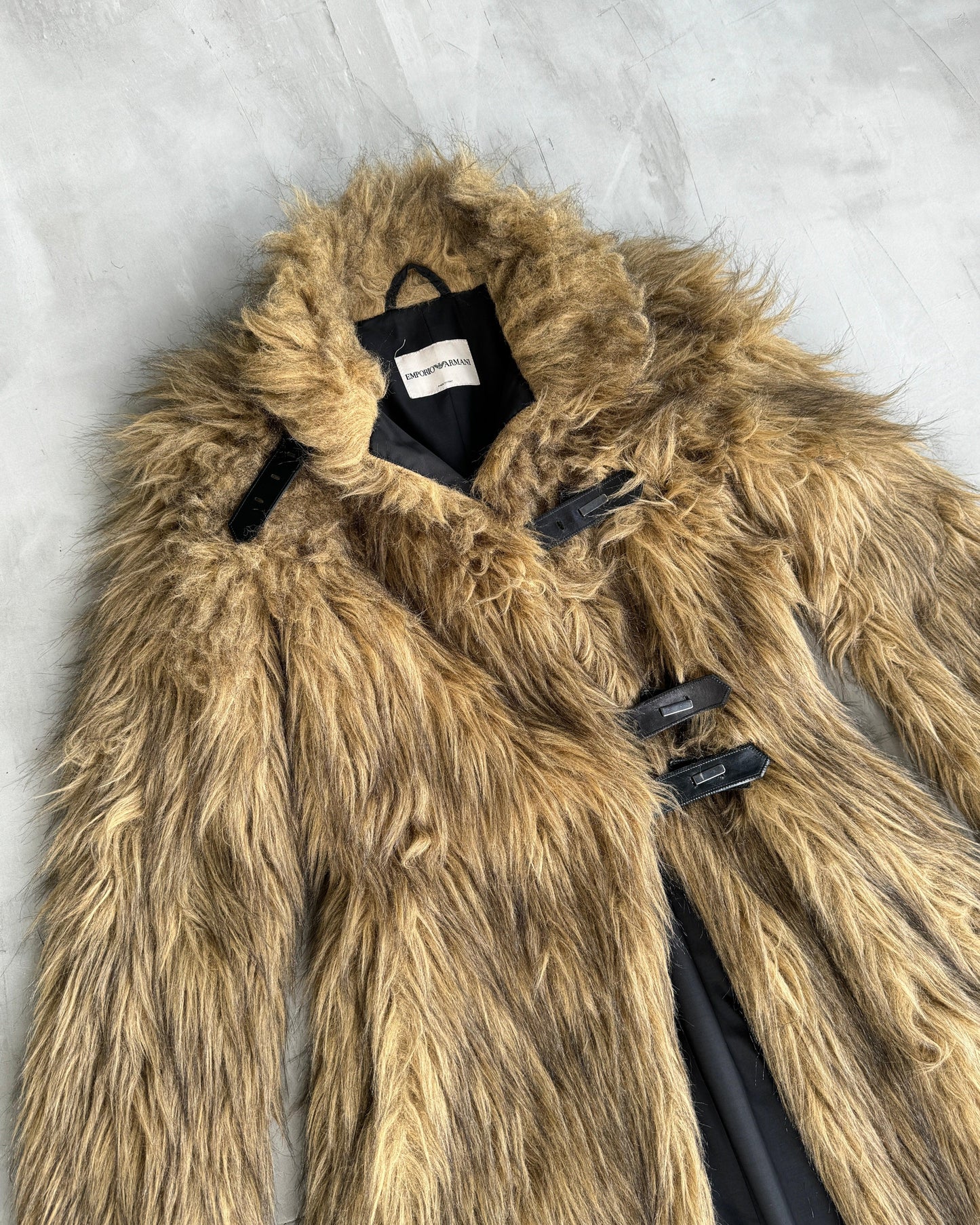 EMPORIO ARMANI 2000'S FAUX FUR FLOOR-LENGTH COAT - S - Known Source