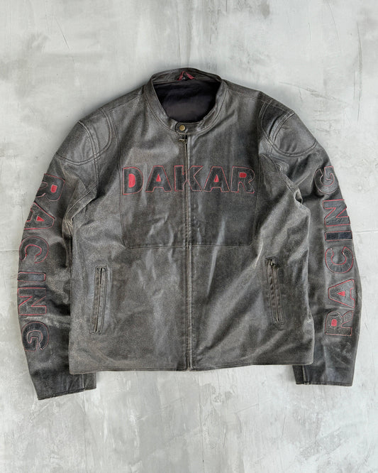 DAKAR 90'S BLACK LEATHER RACER JACKET - XL - Known Source