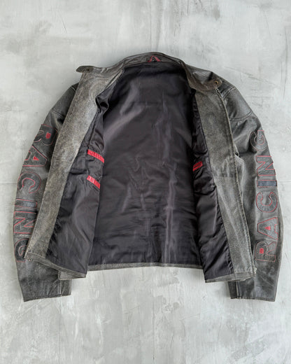 DAKAR 90'S BLACK LEATHER RACER JACKET - XL - Known Source